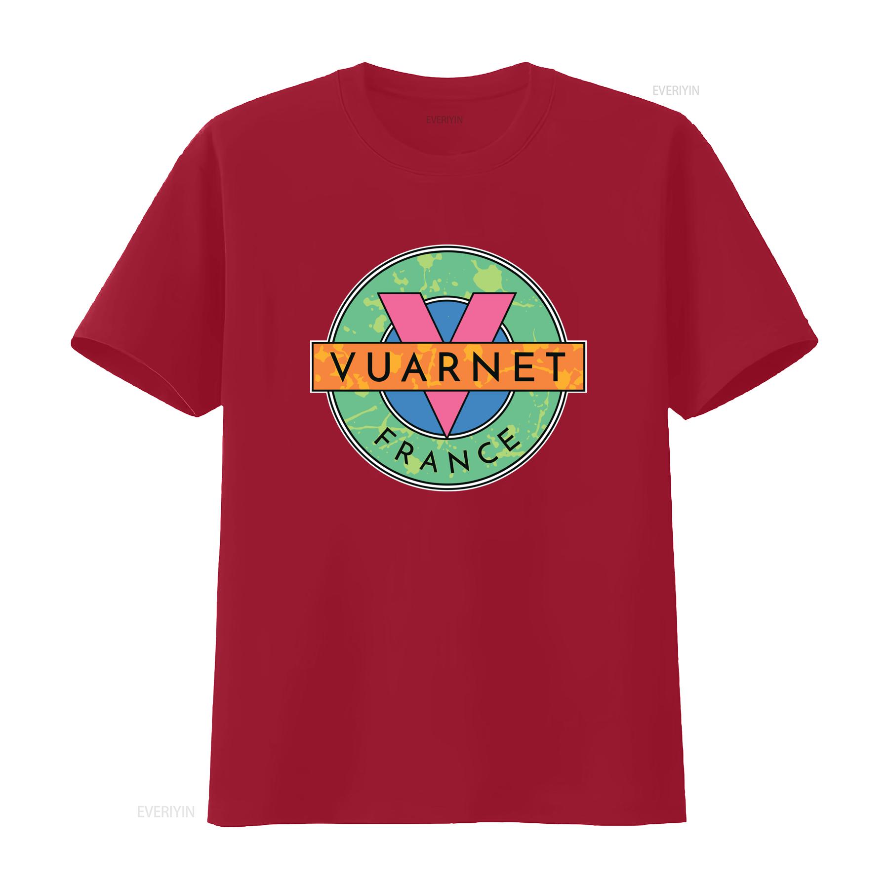 Vuarnet France Mens Navy Blue Colorful Logo Print T Shirt Size S 3XL vintage Washed Slightly Top For Everyday Wear homme Soft S