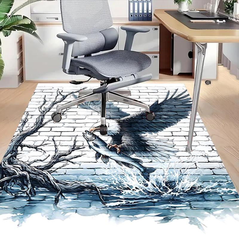 1PC Eagle Fish Non-Slip Floor Carpet Compatible for Office&Living Room&Dining Room - Flat-Weave Machine- Soft & Pattern-E279