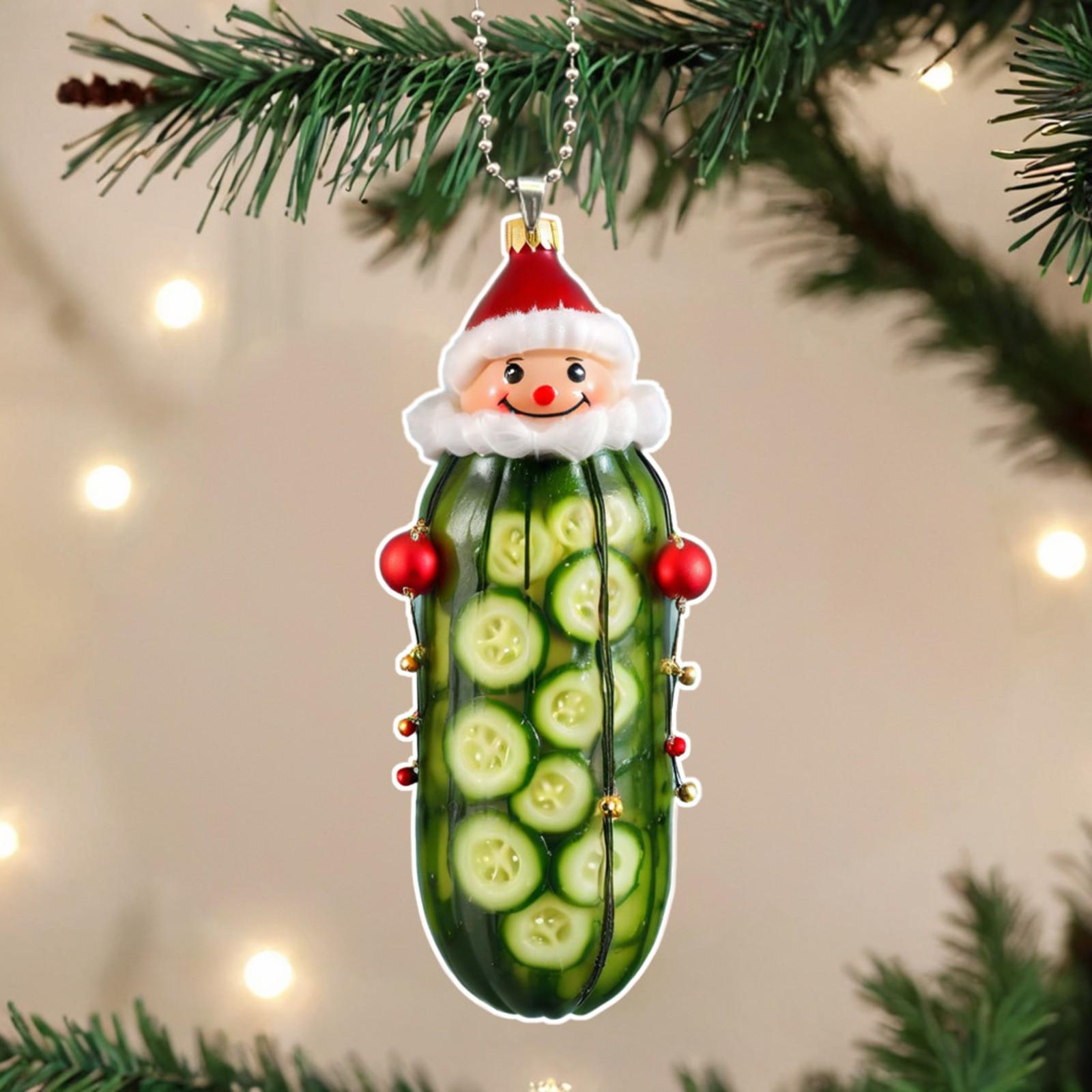 

2D Multi Functional Acrylic Decorative Christmas Tree Pendant Cute Cucumber Christmas Pendant One Size