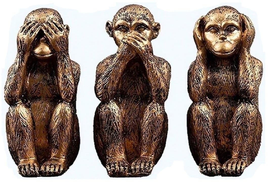 

Three See No Hear No Speak No Cute Pose Set of 3 Monkeys Evil, Evil, Evil, Figures, (Gold) золотой