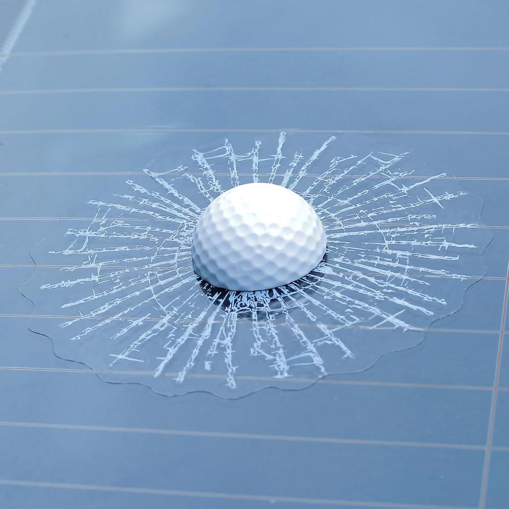 3D Prank Tricky Broken Glass Sticker Car Window Ball Hits Self Adhesive Funny Car Stickers (Golf)