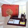 ENYOU Wooden Imitation Mahogany Desk Calendar Holder with Pen & Card Slot