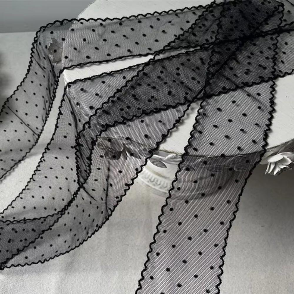 DIY Polka Dot Mesh Ribbon Retro Lace Fabric Ribbon Decoration Material Lace Trim  Apparel