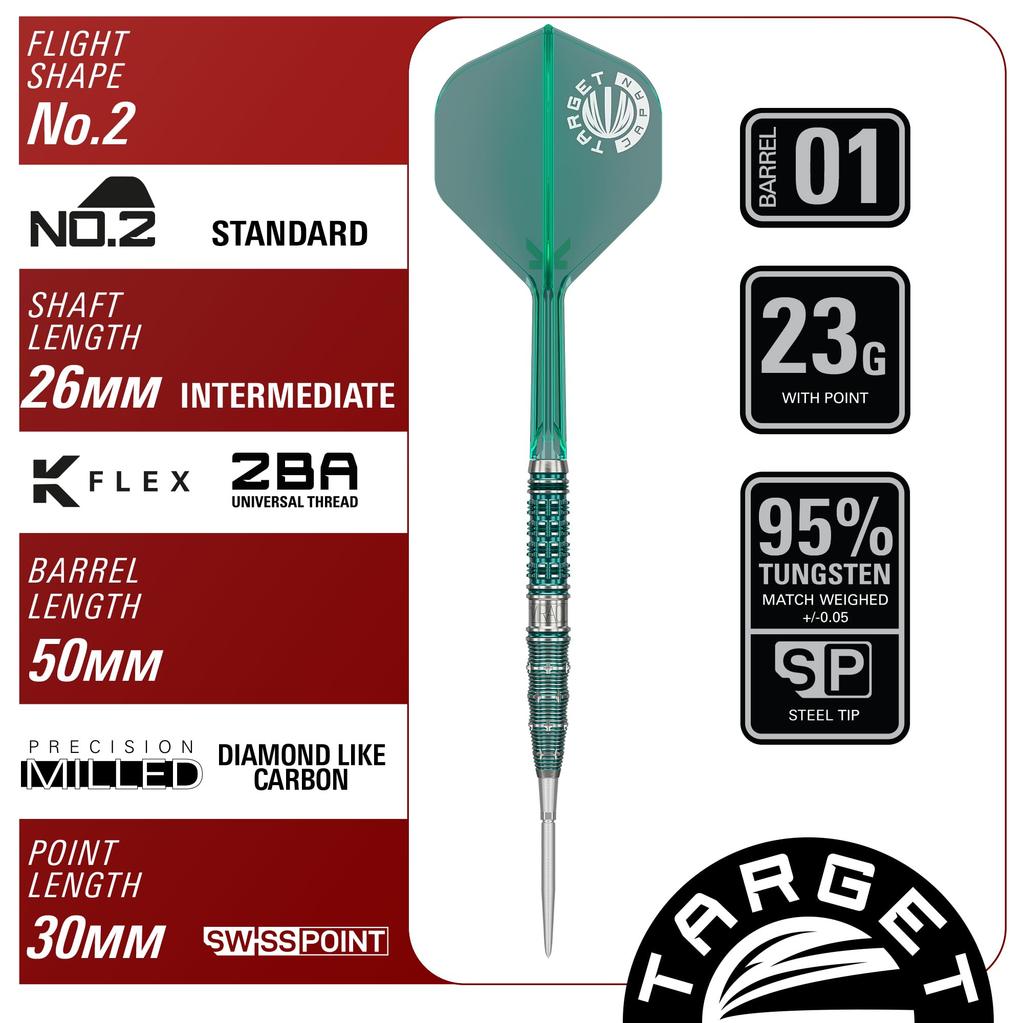 Target Darts THE MIRACLE GEN7 Suzuki Mirai 95% Tungsten Darts Set 23g K-Flex No 6 Flights Shafts SWISS SILVER NANO POINT 30mm