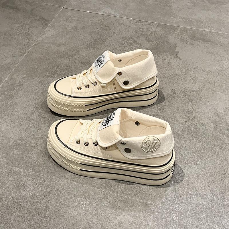 Fashion Women Platform Sneakers Lace-up Comfortable Canvas Shoes Fashion Outdoor Multi-functional Sports Vulcanize Shoes Tenis Feminino