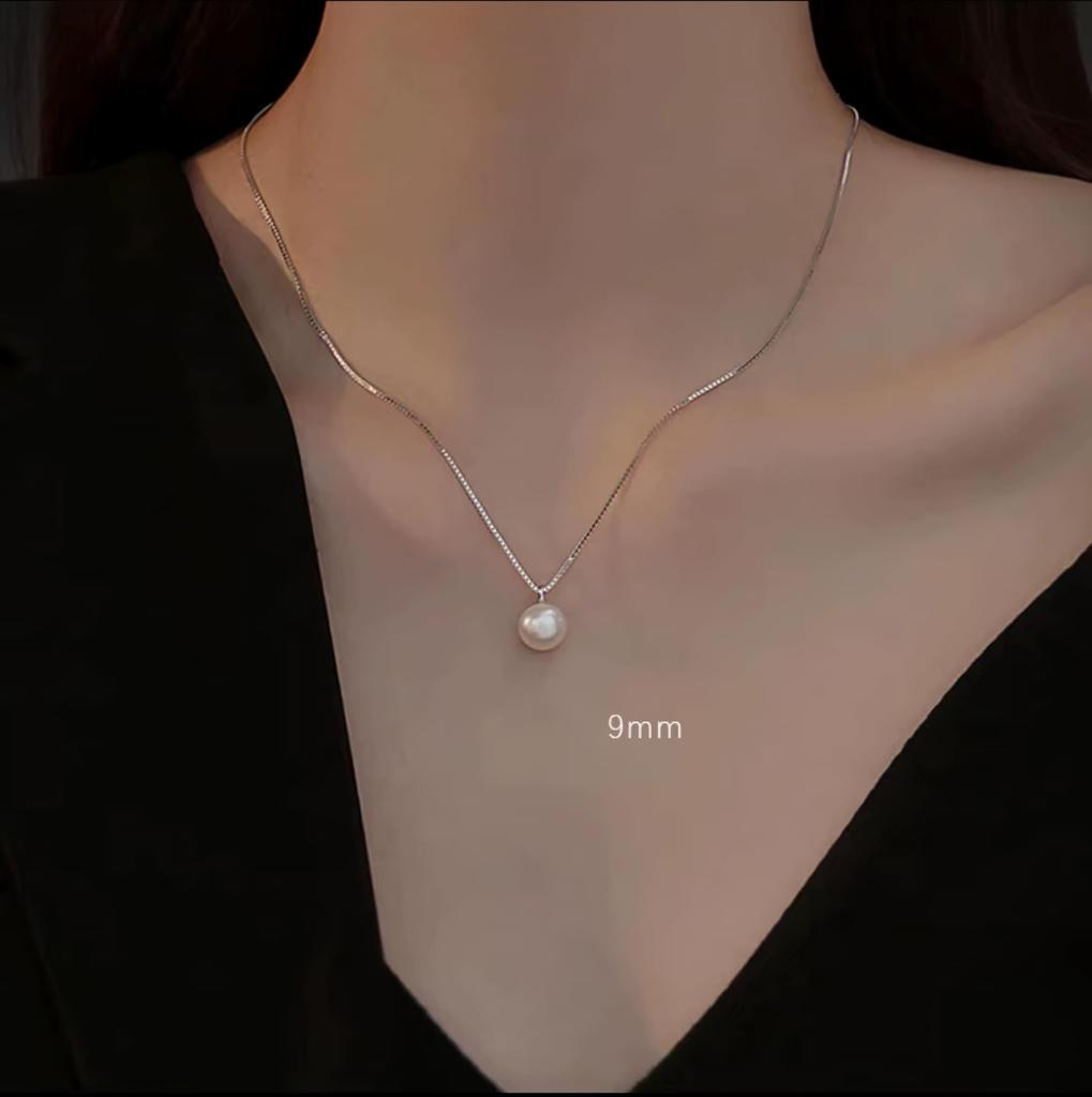 Pearl Necklace for Crystal Venetian Stainless For Comes with Gift Box [VIROMY] Women, Pearl, Pearl, Chain, Steel, Hypoallergenic, Silver, Weddings,