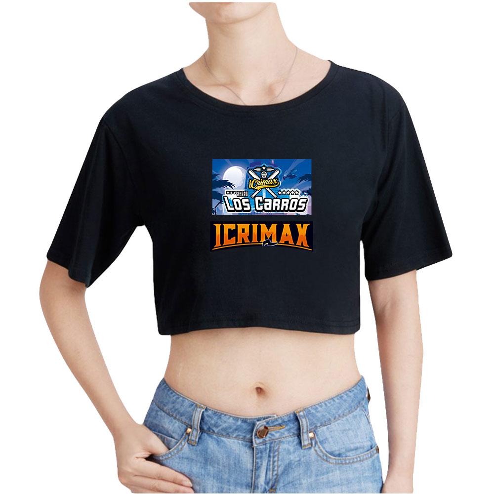 Dámské stylové tričko Icrimax s potiskem, krátký rukáv, kulatý výstřih, úzký střih, univerzální ležérní crop topy na léto