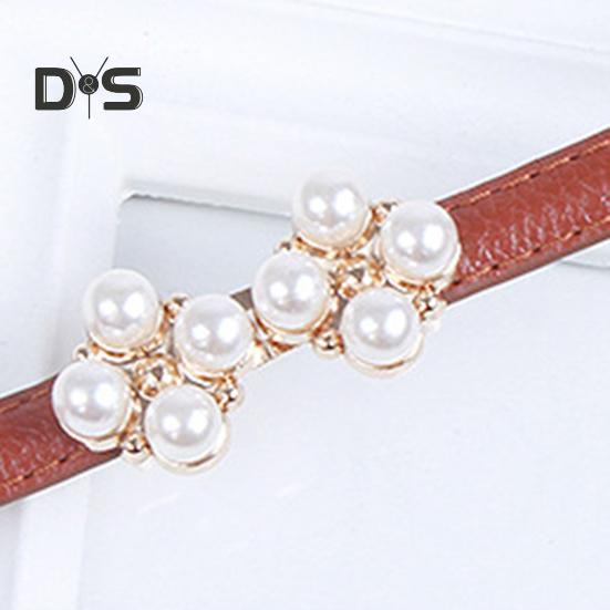 Pasek Damski Regulowany Obwód Talii Design Imitujący Perły Pasek Imitacja Skóry Sukienki Koszule Swetry Pas