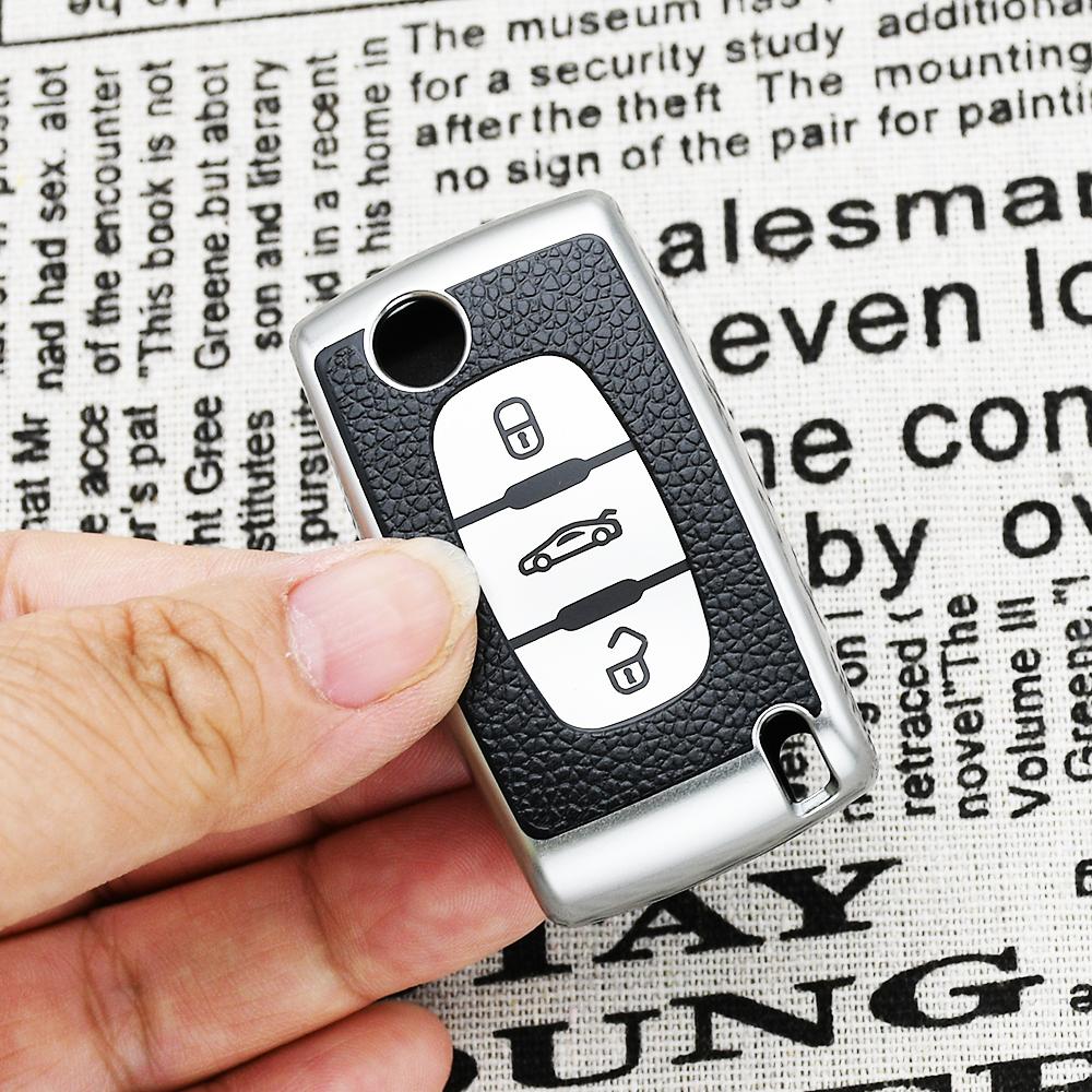 Tpu Leather For Citroen Xsara Berlingo C2 C3 C4 C5 C6 Flip Car Key Case Cover For Peugeot 207 307 308 407 607 807 Protector Fob