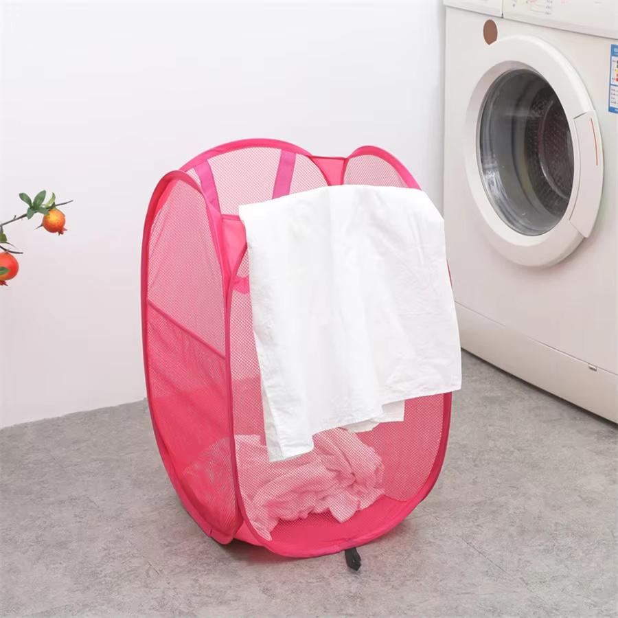 Popup Mesh Laundry Basket Hamper Collapsible And Portable Clothes Washing With Reinforced Carry Handle College Dorm Home Travel