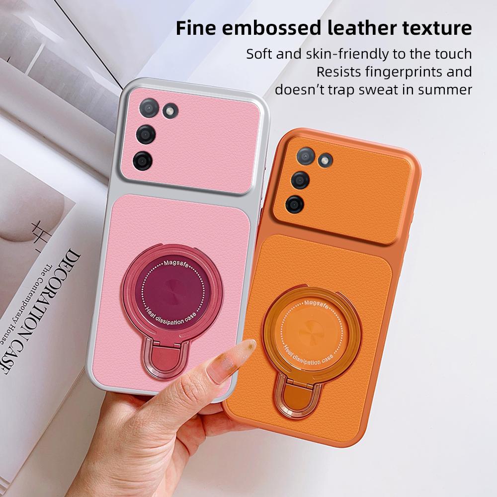 For Oppo A55 5G A16s A16 A54 4G Case Oppo A54s A56 Cover Oppo A53s 5G leather Case Magnetic Bracket Magsafe Holder Stand Cover