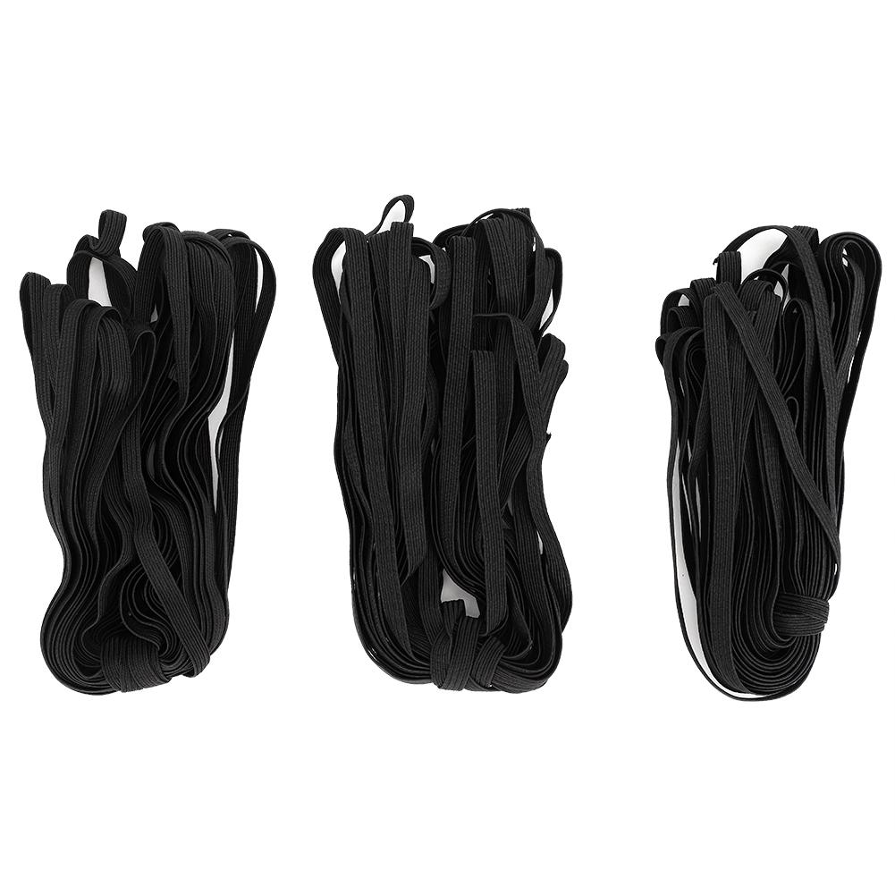 3 Bags 0.6cm 10m 32.8ft Flat Elastic Rope Cord Bands for Clothing Sewing DIY Craft ProjectBlack