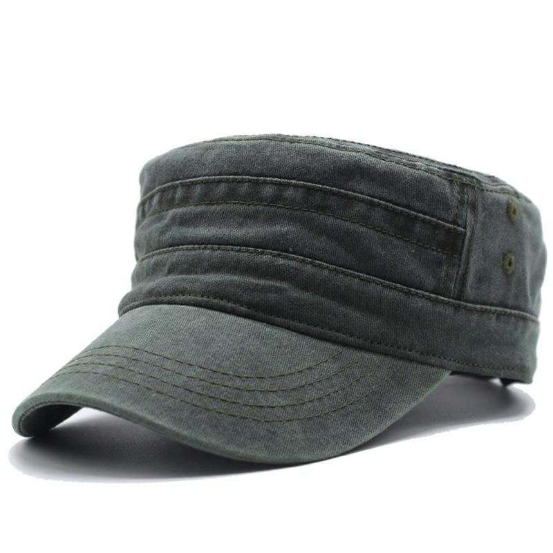 Vintage Men Flat Top Hat Adjustable Army Military Hats Cadet Style Men Women Army Cap Outdoor Fisher Sun Protective Hat