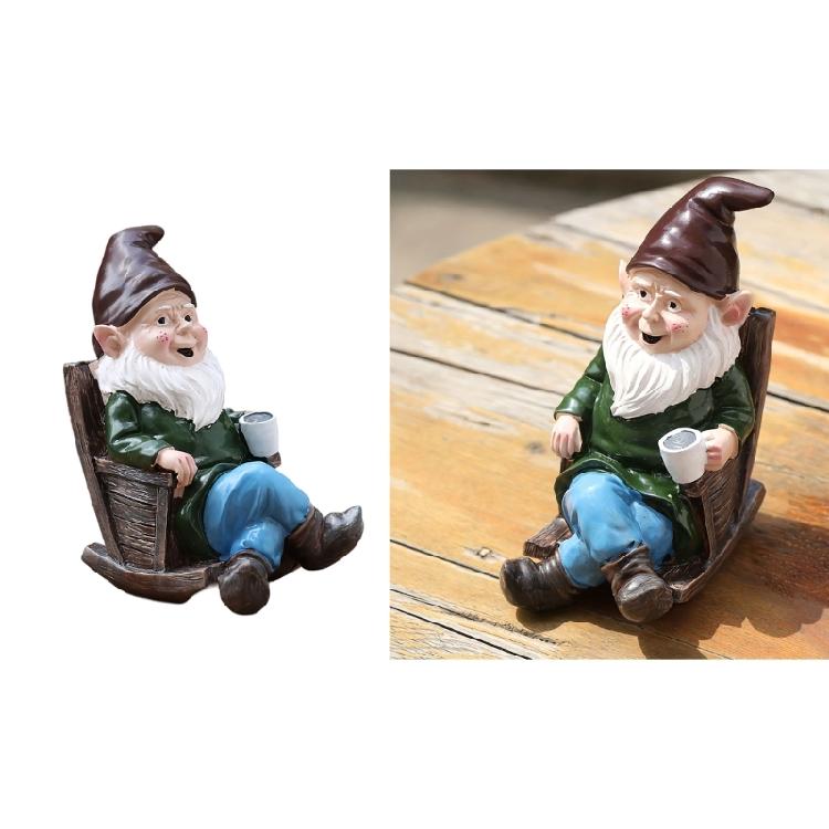 Swing Chair Gnome Miniature Garden Landscape Sculpture Outdoor Garden Statue