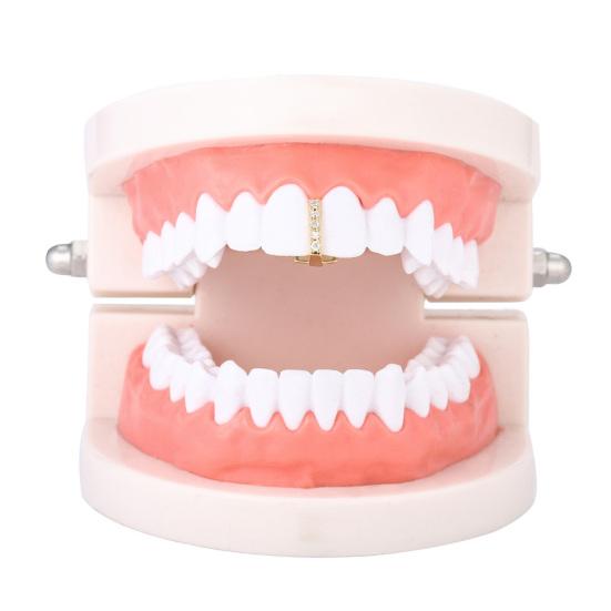 Teeth Braces Heart Shape Cubic Zirconia Men Women Hip Hop Vertical Stick Braces for Halloween