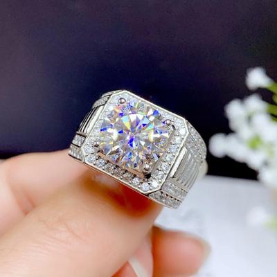5ct Moissanite Men's Ring 925 Silver Beautiful Firecolour Diamond Substitute Luxury Wedding Rings for Couples