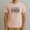 Vintage 1961 Cotton T-Shirt: Funny Birthday T-Shirt with Customised Date - Gift Shirt for Men or Women - Jokey Dad Tee - S74