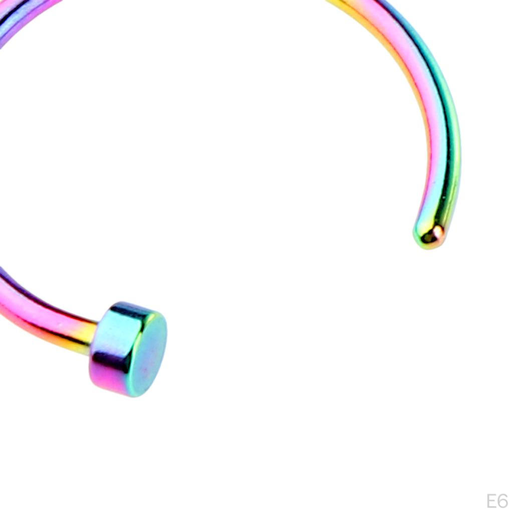 6 Pieces Nose Hoop Ring Stainless Steel Assorted Color 18g 20g Body Jewelry