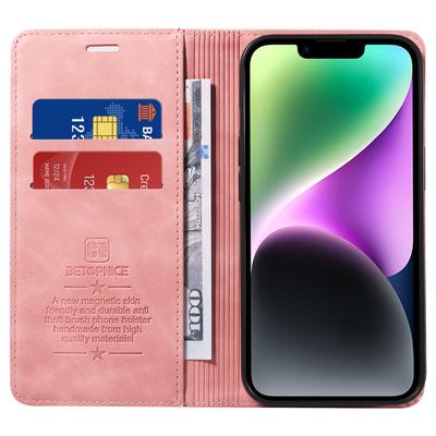 BETOPNICE 003 Für iPhone 15 Vollständig Umwickelte PU-Lederhülle RFID-Blockierung Ständer Brieftasche Handyhülle