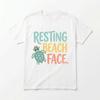 Resting Beach Face Turtle T-Shirt Funny Summer Beach Vibes Tee for Men  Women