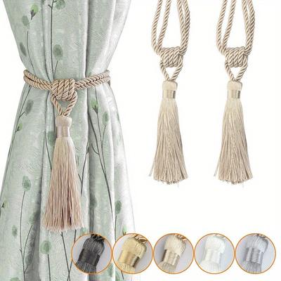 2pcs Handmade Tassel Curtain Tieback Room Accessories Gold Curtain Buckle Rope Home Decoration Holdback Window Fringe