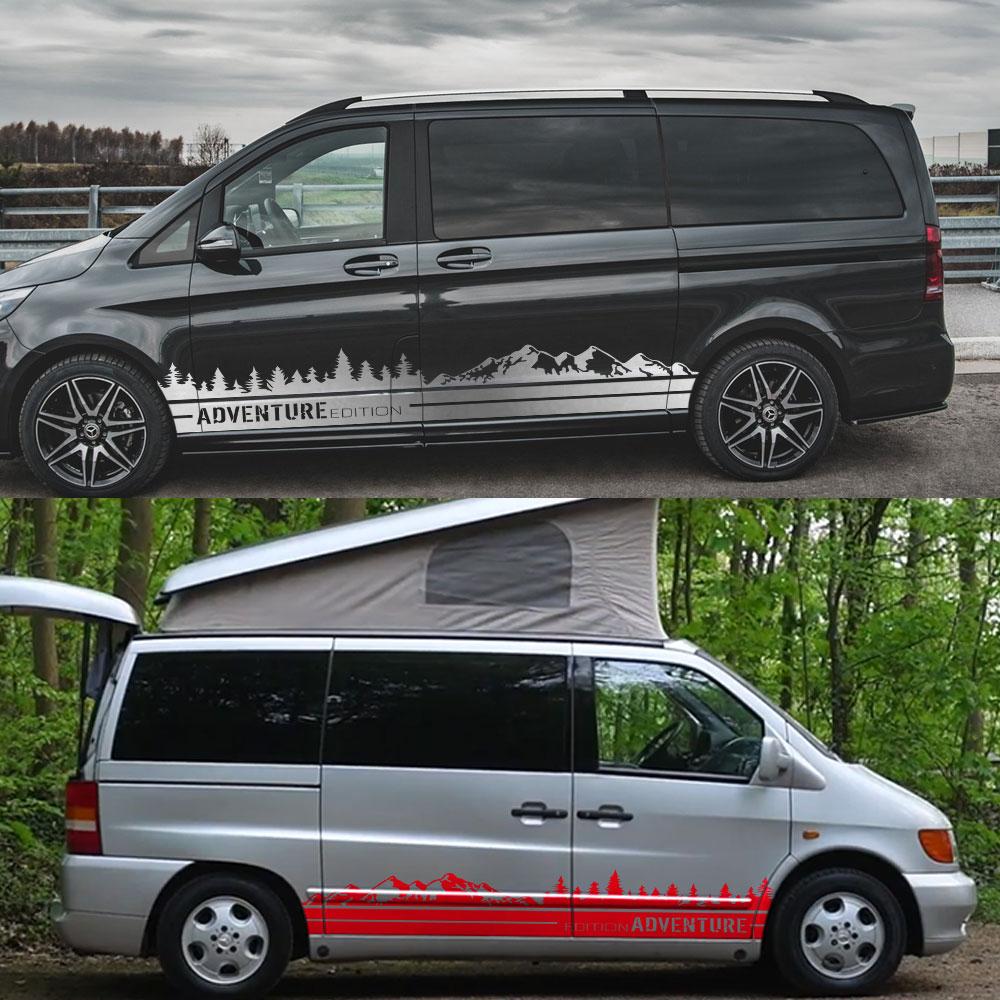 2Pcs Car Stickers For Mercedes Benz Vito V Class Viano W638 W639 W447 Marco Polo EQV Camper Van Vinyl Decals Tuning Accessories