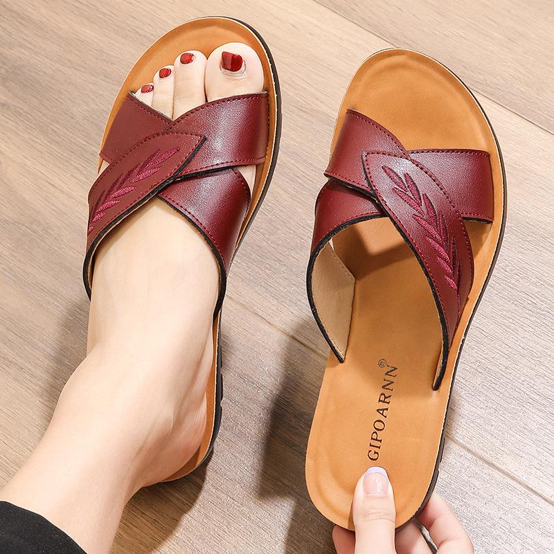 

Мягкие нескользящие летние тапочки для мам, для женщин среднего и пожилого возраста - Новый стиль 2025 37 красный