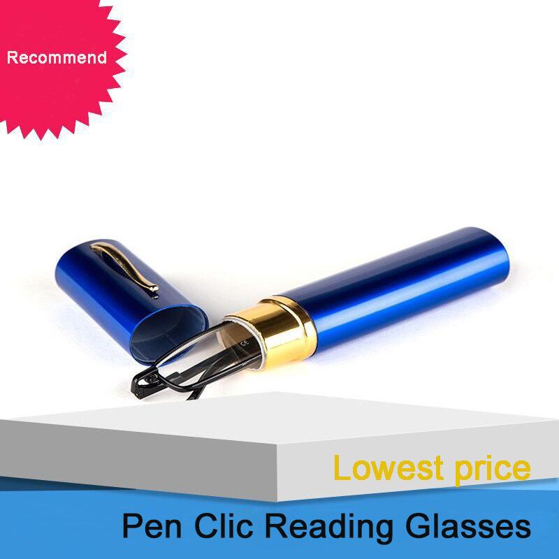 Eso Vision Mini Occhiali da Lettura Donna e Uomo Tubo Extra Piccoli Metallo Lettori Occhiali Nero Rosa con Custodia Penna Donna Uomo