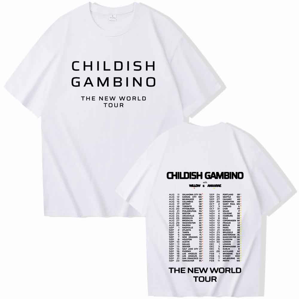 Childish Gambino The World Tour T-shirt Women O-neck Summer Casual Shirt Oversized T Shirt for Men Regular Printing