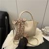 This Year's Popular Vegetable Basket Silk Scarf New Solid Color Soft Surface Commuting Shoulder Crossbody Portable Bucket Bag