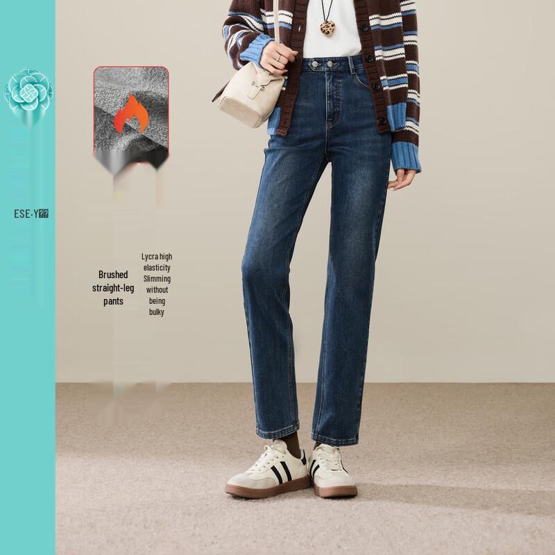 ESE-Y Women s Fleece-Lined Lycra Stretch Straight-Leg Jeans 30