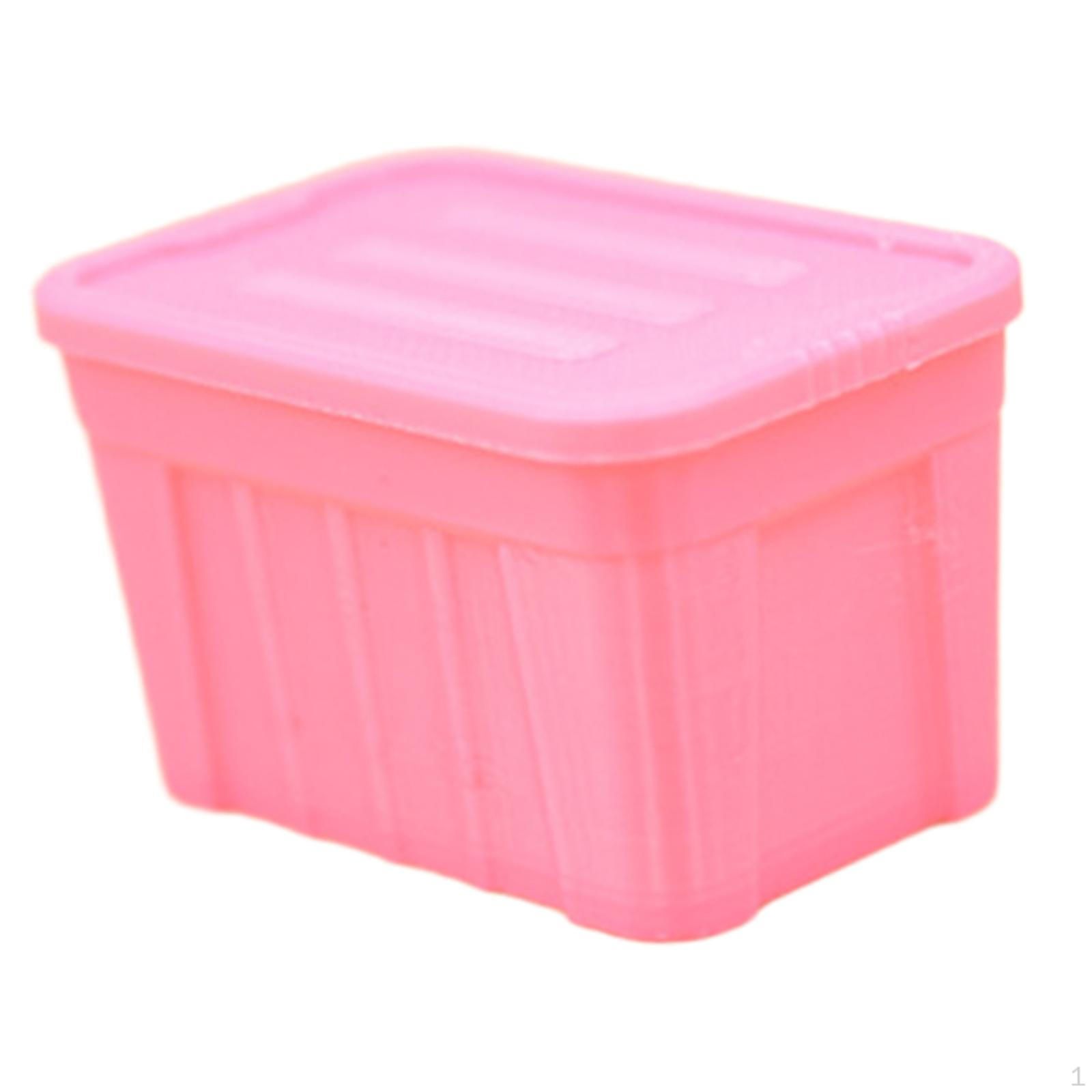 

1/12 Miniature Storage Box with Lid Craft Diorama Scenery Ornament, Mini Organizer for DIY розовый