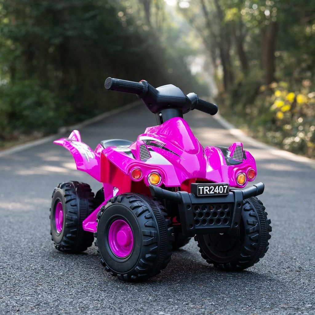 6V Kids Ride-On ATV, Electric Quad with Music, Battery-Powered 4 Wheeler for Toddlers & Children, Magenta