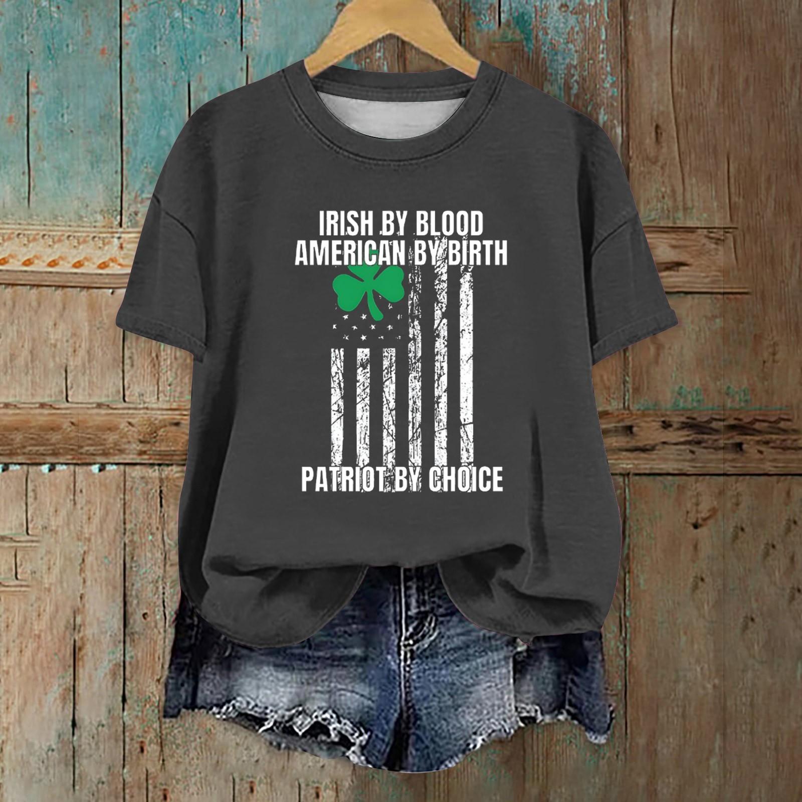 

Жіноча Мода Повсякденний Короткий Светр з Спущеним Плечем. Футболка з круглим вирізом з принтом до Дня Святого Патрика XXL