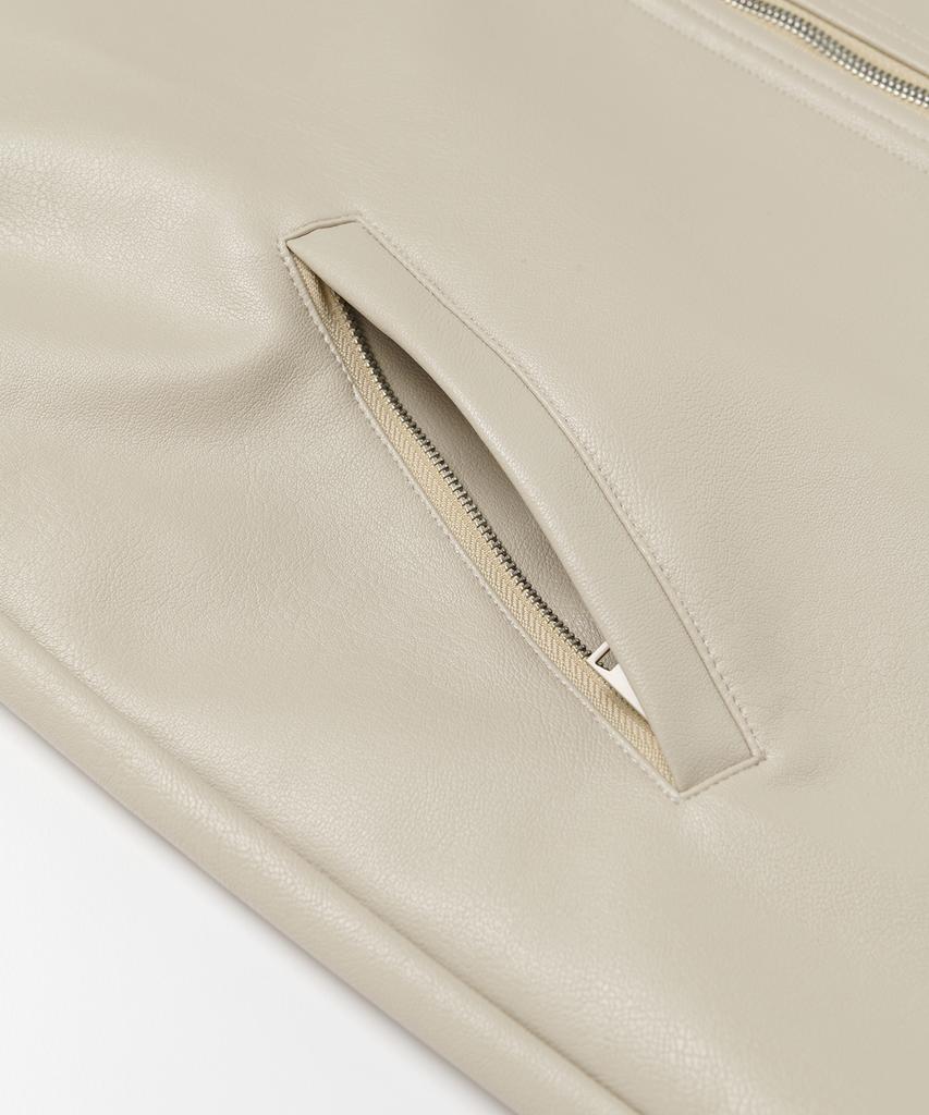 Aott Crop Vegan Leather Jacket Cream