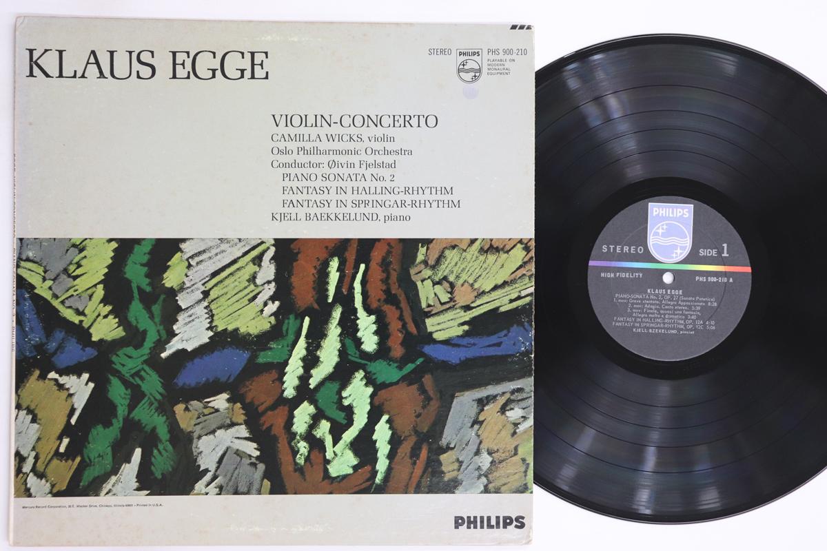 

LP Record CAMILLA WICKS, KJELL BAEKKELUND, OI - Klaus Egge Violin Concerto / Piano PHS900210 PHILIPS 1969 US Classical Used