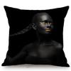 Black Gold African Lady Girl Style Modern Fashion Living Room Luxury Looking Decoration Art Sofa Pillow Case Linen Cushion Cover