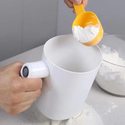 Neues elektrisches Mehlsieb Puderzuckerpulver Handheld Edelstahl Mehlsieb Tassenförmiges Sieb Gebäck Kuchenwerkzeug Mehlsieb Küche