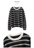 Autumn Winter Retro Stripe 100% Pure Cashmere Round Neck Knit Loose Sweater