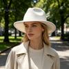 Stiff Brim Felt Hat Unisex Fedora Hat, Short Wool Blend Retro Panama Vintage Gentleman Cowgirl Cap Cap, Winter for Men Women 1920s Party Costume