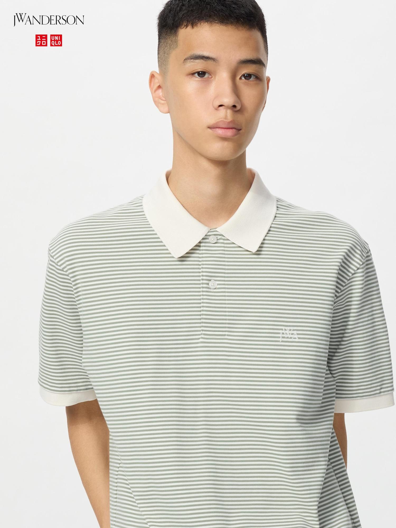 

Uniqlo Japan Dry Kanoko Border Polo Shirt 53 GREEN/S