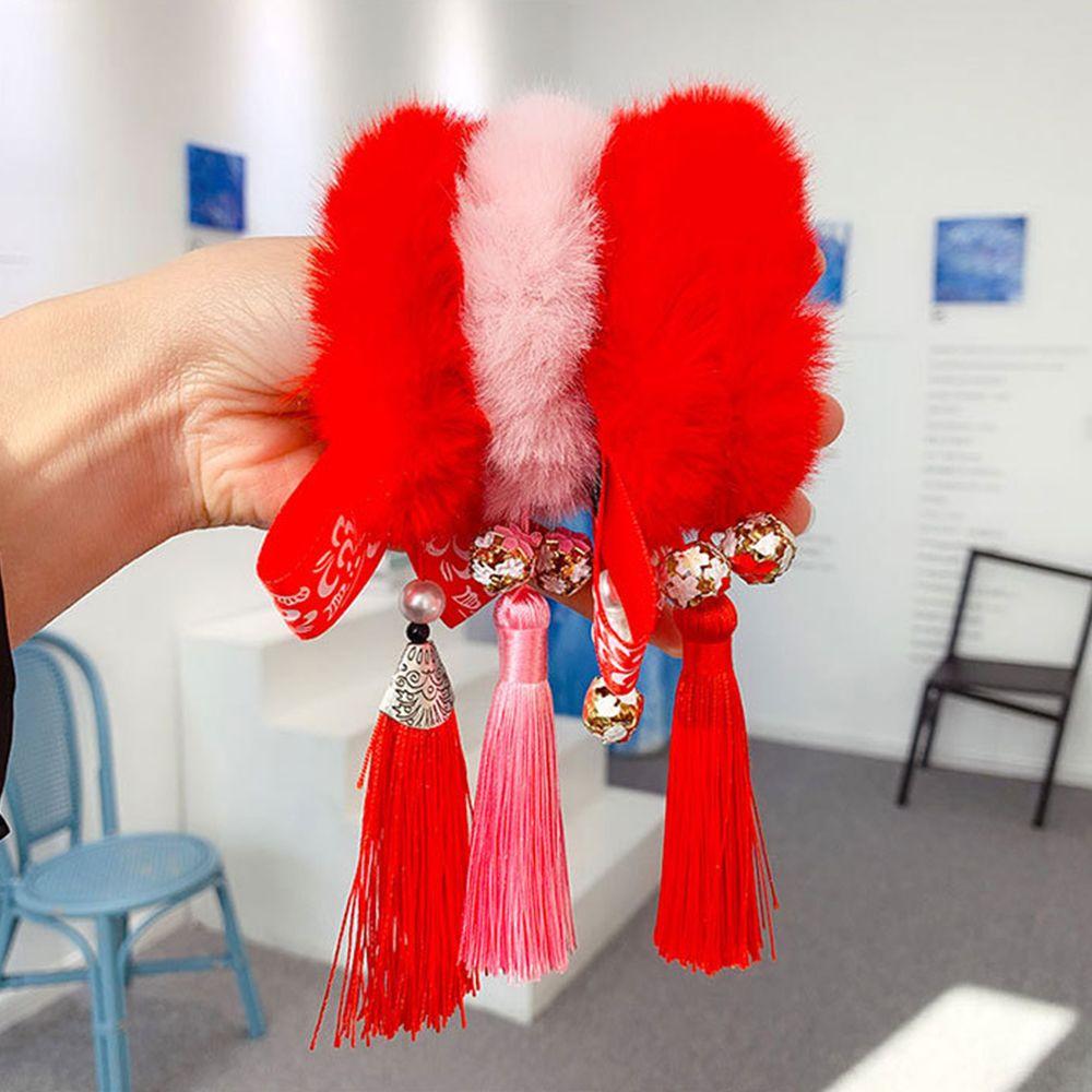 Bowknot Tassel Hairball New Year Hair Accessories Children's Headwear Plush Hair Rope Duckbill Clip