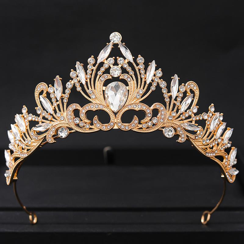 Baroque Crystal Tiaras and Crowns Rhinestone Prom Diadem Headband Bridal Wedding Hair Accessories Jewelry Crown Tiara for Women