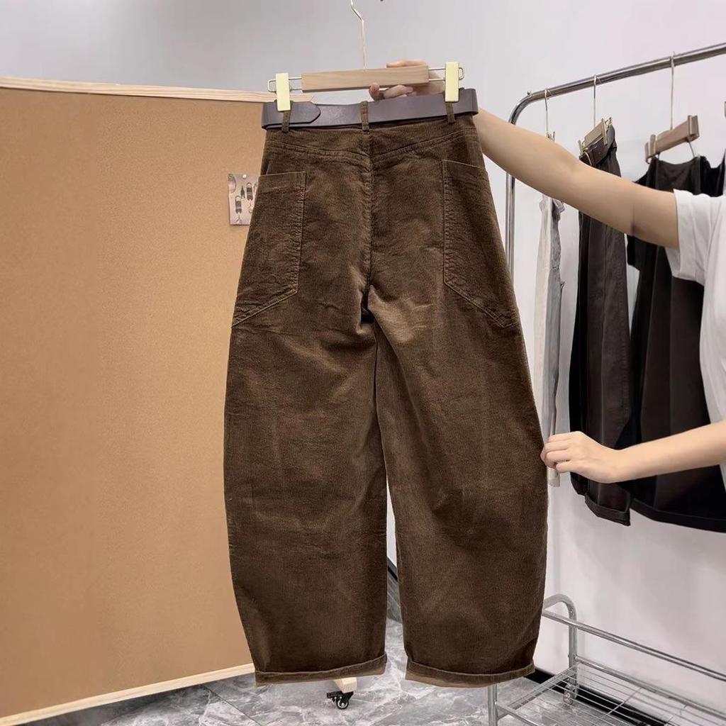Winter 2025 Women's High Waist Retro Corduroy Slimming Wide Leg Floor-Length Pants