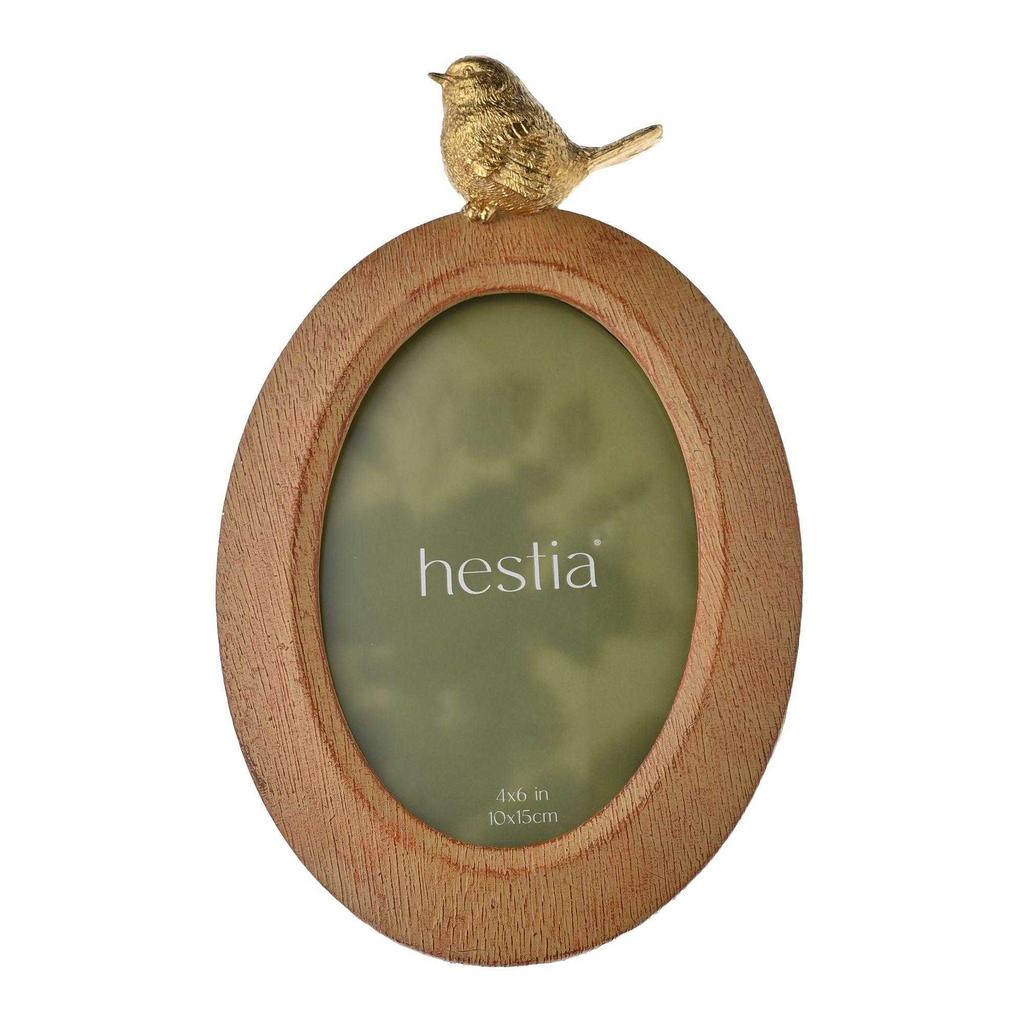 Hestia Wood Effect Gold Bird Photo Frame