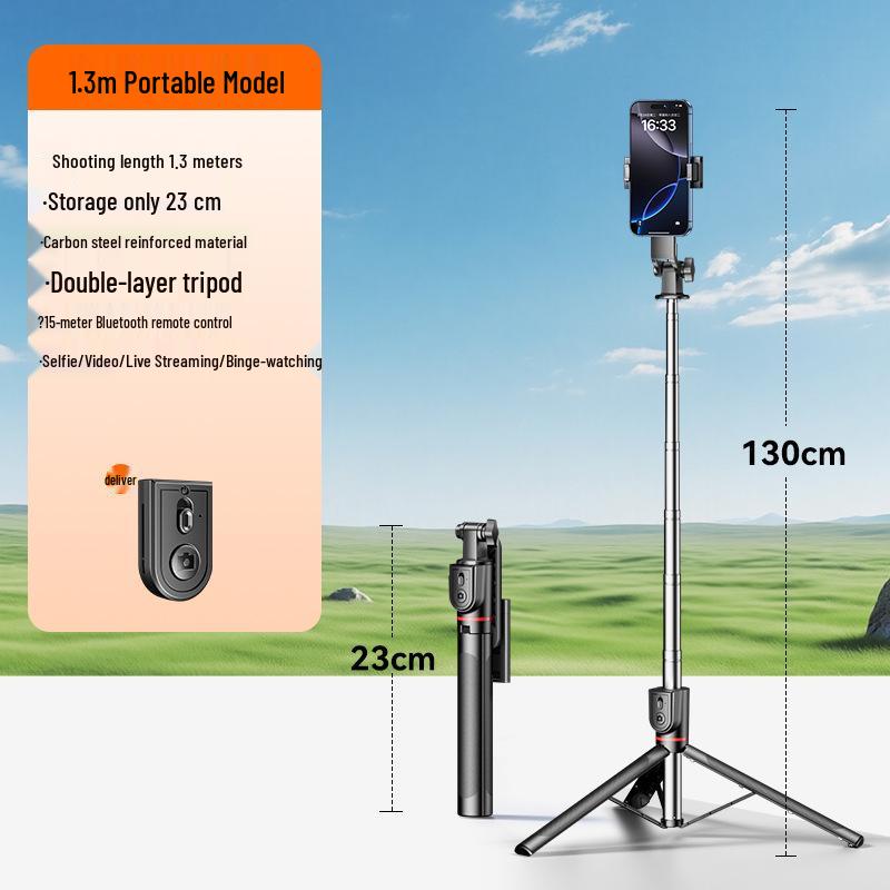 Portable Selfie Stick  Tripod for Travel, Vlogging, Live Streaming, Handheld  Floor Use