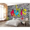 Brick Wall Graffiti 3d Wallpaper Letter Abstract Mural Bar Ktv Background Wall 3d Wallpaper