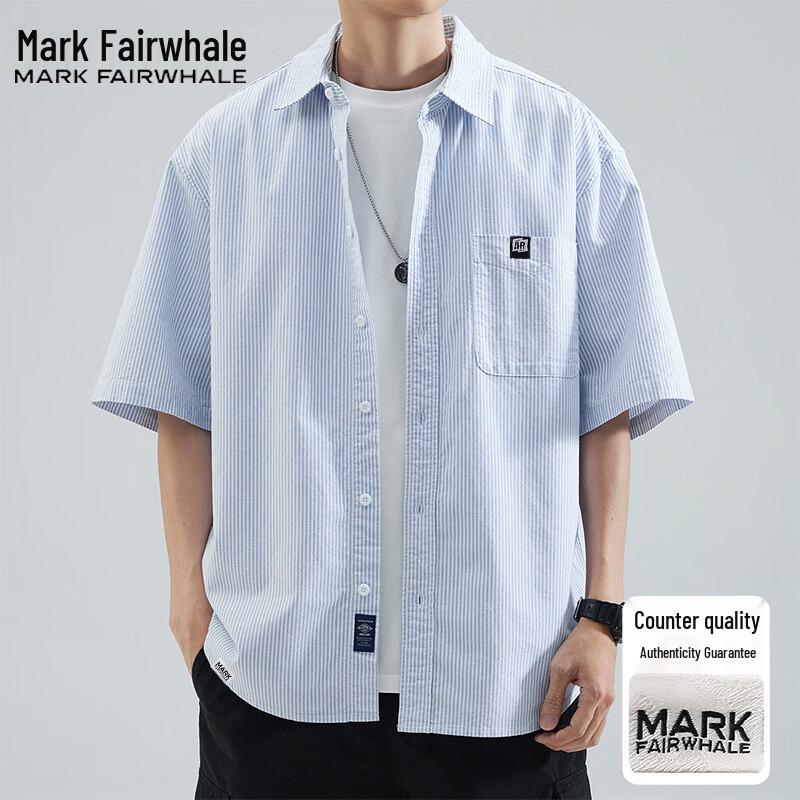 Mark Fairwhale Men s Summer Casual Short-Sleeve Lapel Shirt 2XL