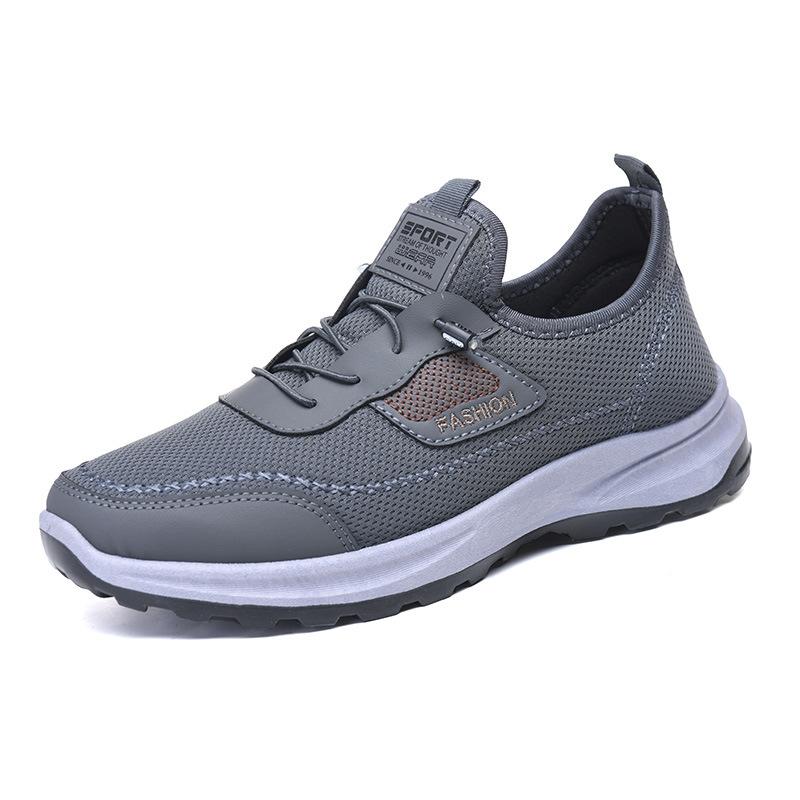 

2025 breathable fly-woven shoes men s old Beijing cloth shoes one-pedal comfortable soft-soled walking shoes casual men s single shoes 44 сірий колір