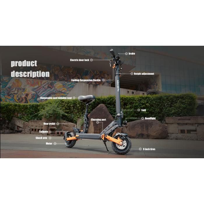 Kukirin G2 Pro -- Scooter Électrique Pliable - 1000 W - 48 V - 15,6 Ah - 45 Km/h - Autonomie De 58 Km